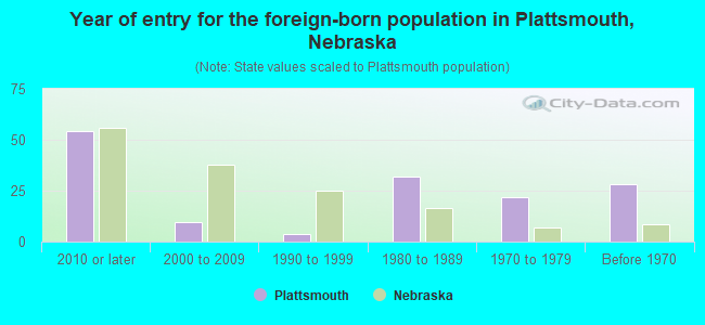 Year of entry for the foreign-born population in Plattsmouth, Nebraska
