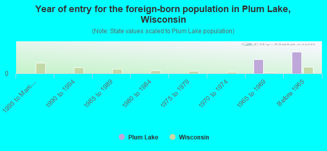 Year of entry for the foreign-born population in Plum Lake, Wisconsin