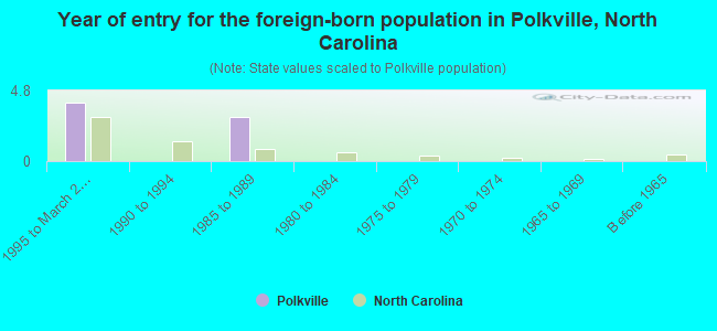 Year of entry for the foreign-born population in Polkville, North Carolina
