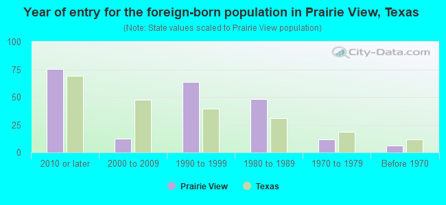 Year of entry for the foreign-born population in Prairie View, Texas