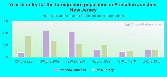 Year of entry for the foreign-born population in Princeton Junction, New Jersey