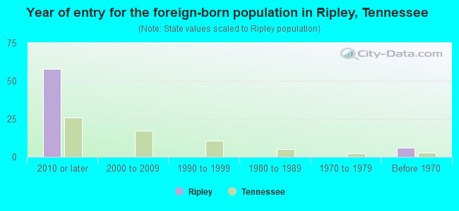 Year of entry for the foreign-born population in Ripley, Tennessee