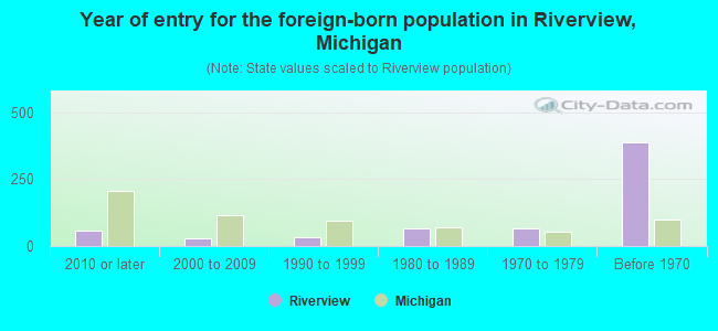 Year of entry for the foreign-born population in Riverview, Michigan