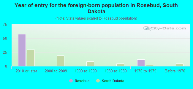 Year of entry for the foreign-born population in Rosebud, South Dakota