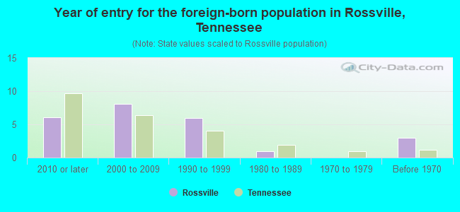 Year of entry for the foreign-born population in Rossville, Tennessee
