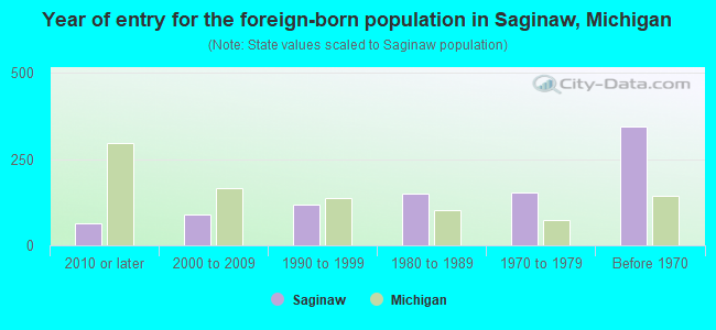 Year of entry for the foreign-born population in Saginaw, Michigan