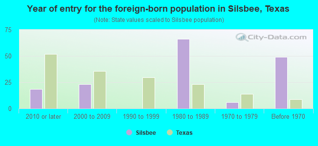 Year of entry for the foreign-born population in Silsbee, Texas