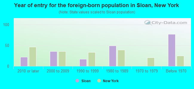 Year of entry for the foreign-born population in Sloan, New York