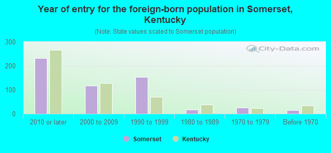 Year of entry for the foreign-born population in Somerset, Kentucky