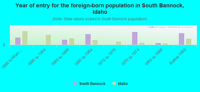 Year of entry for the foreign-born population in South Bannock, Idaho