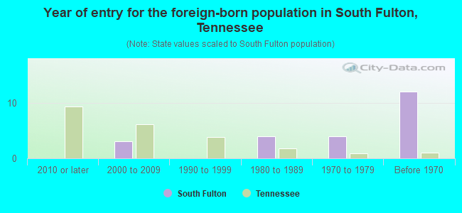 Year of entry for the foreign-born population in South Fulton, Tennessee