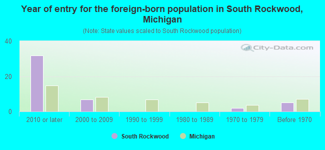 Year of entry for the foreign-born population in South Rockwood, Michigan