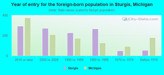 Year of entry for the foreign-born population in Sturgis, Michigan