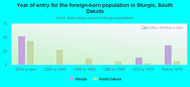 Year of entry for the foreign-born population in Sturgis, South Dakota