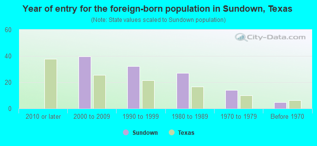 Year of entry for the foreign-born population in Sundown, Texas