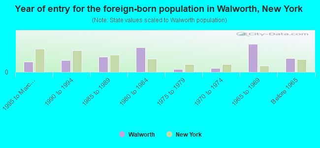 Year of entry for the foreign-born population in Walworth, New York