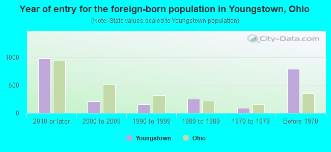Year of entry for the foreign-born population in Youngstown, Ohio