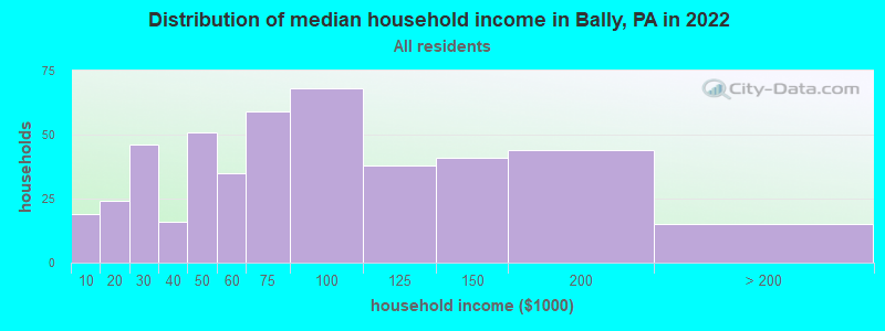 Distribution of median household income in Bally, PA in 2019