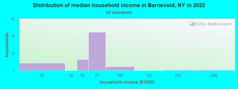Distribution of median household income in Barneveld, NY in 2019