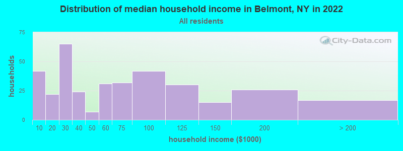 Distribution of median household income in Belmont, NY in 2022