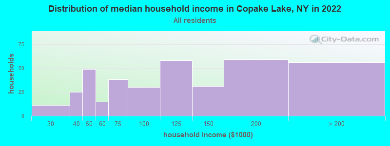 Distribution of median household income in Copake Lake, NY in 2022