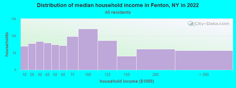 Distribution of median household income in Fenton, NY in 2022