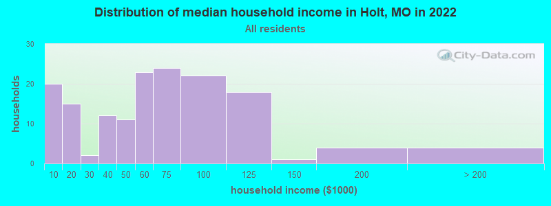 Distribution of median household income in Holt, MO in 2019