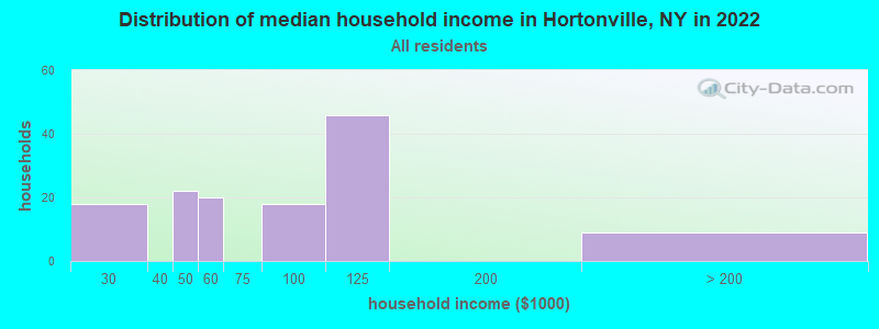 Distribution of median household income in Hortonville, NY in 2022