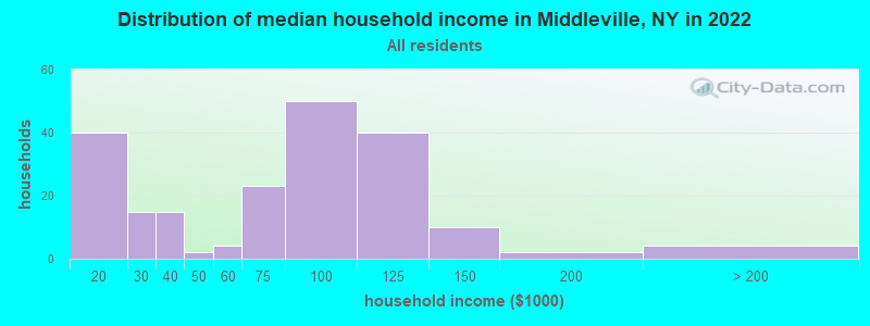 Distribution of median household income in Middleville, NY in 2019