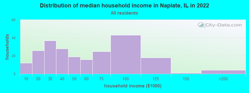 Distribution of median household income in Naplate, IL in 2019