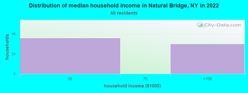 Distribution of median household income in Natural Bridge, NY in 2022