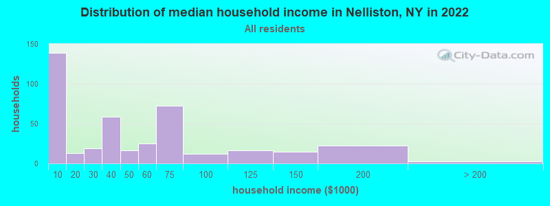 Distribution of median household income in Nelliston, NY in 2022