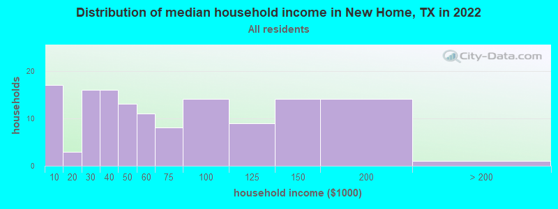 Distribution of median household income in New Home, TX in 2019