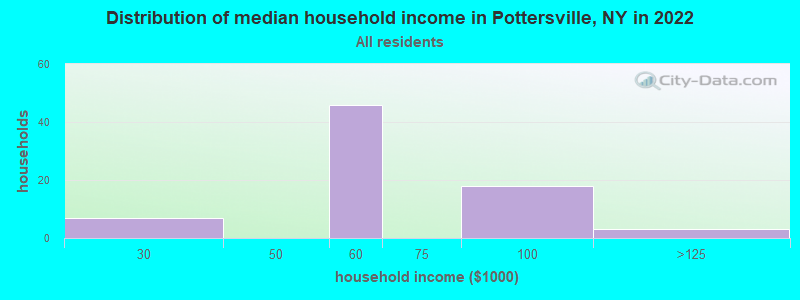Distribution of median household income in Pottersville, NY in 2022