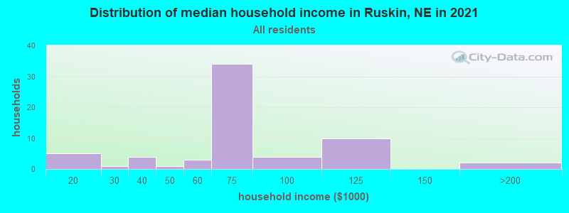 Distribution of median household income in Ruskin, NE in 2022