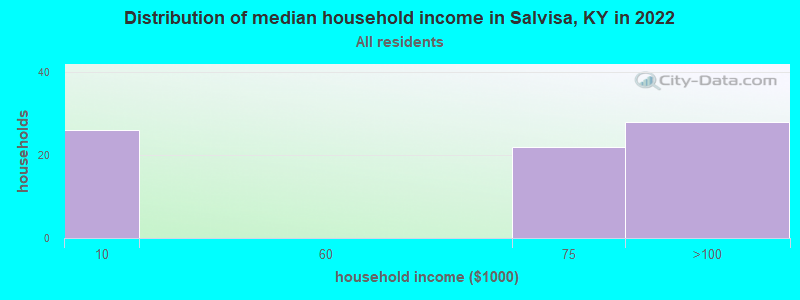 Distribution of median household income in Salvisa, KY in 2022