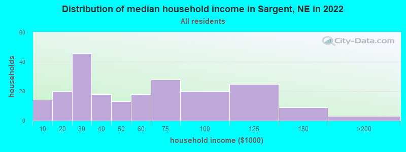 Distribution of median household income in Sargent, NE in 2022