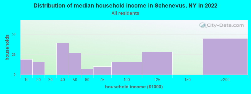 Distribution of median household income in Schenevus, NY in 2022