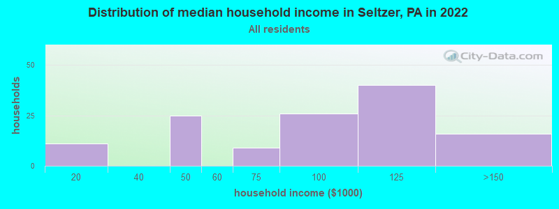 Distribution of median household income in Seltzer, PA in 2022