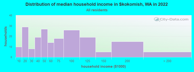 Distribution of median household income in Skokomish, WA in 2019