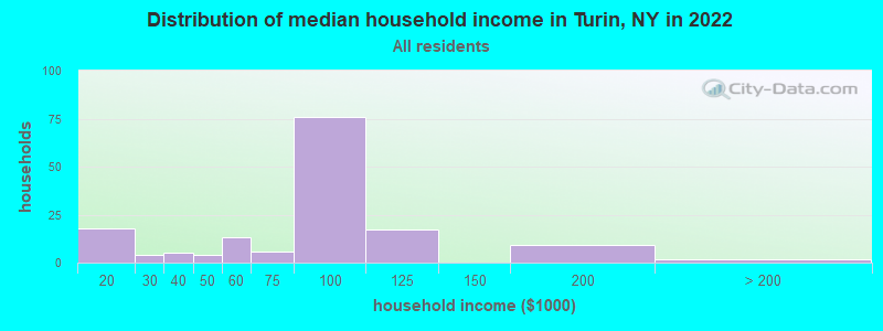 Distribution of median household income in Turin, NY in 2022