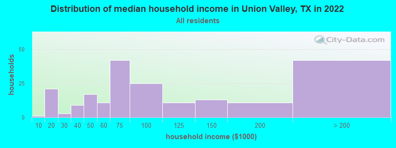 Distribution of median household income in Union Valley, TX in 2019