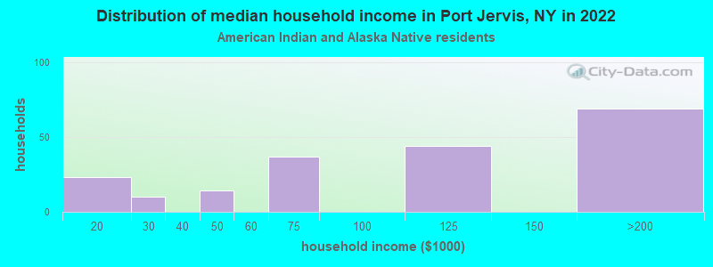 Distribution of median household income in Port Jervis, NY in 2022