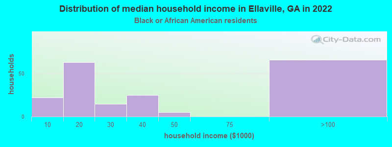 Distribution of median household income in Ellaville, GA in 2022
