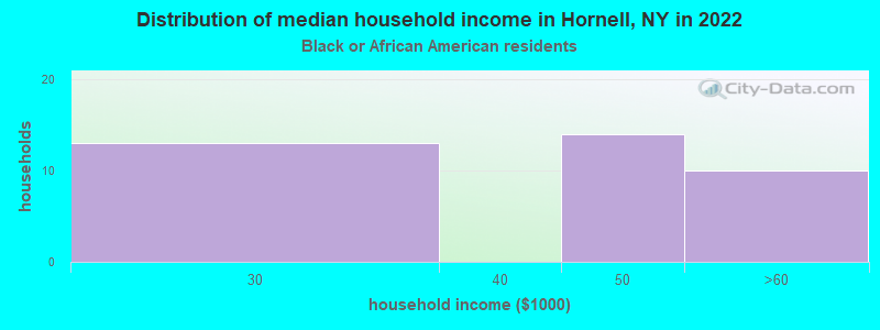 Distribution of median household income in Hornell, NY in 2022