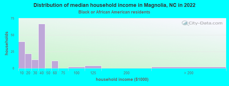 Distribution of median household income in Magnolia, NC in 2022