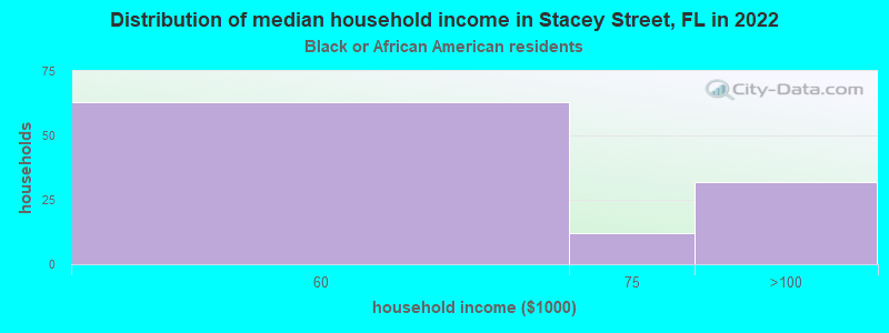 Distribution of median household income in Stacey Street, FL in 2022