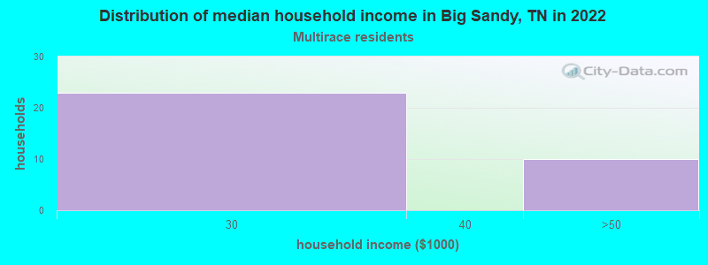 Distribution of median household income in Big Sandy, TN in 2022