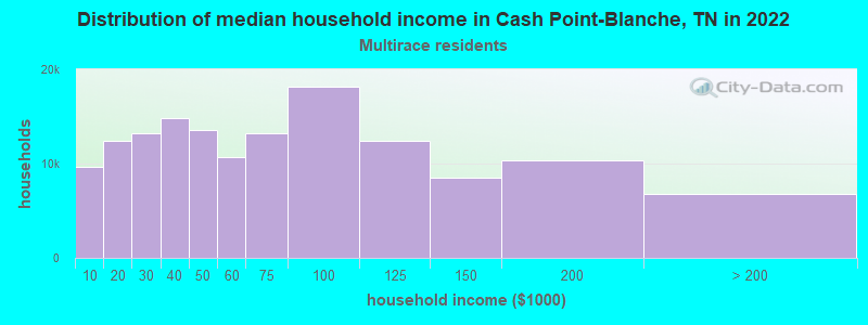 Distribution of median household income in Cash Point-Blanche, TN in 2022