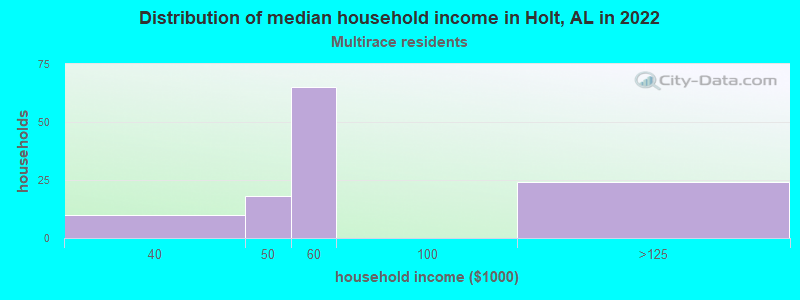 Distribution of median household income in Holt, AL in 2022